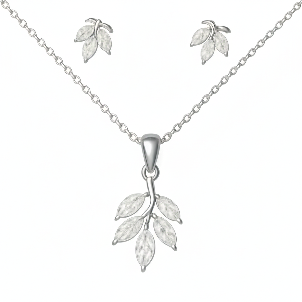 Autumn leaf Sterling Silver Pendant Set