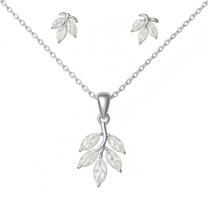 Autumn leaf Sterling Silver Pendant Set