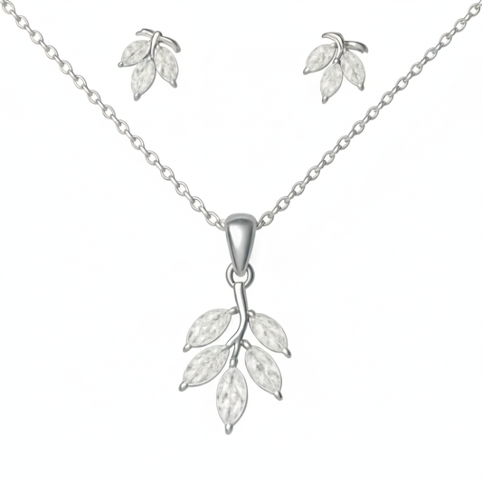Autumn leaf Sterling Silver Pendant Set