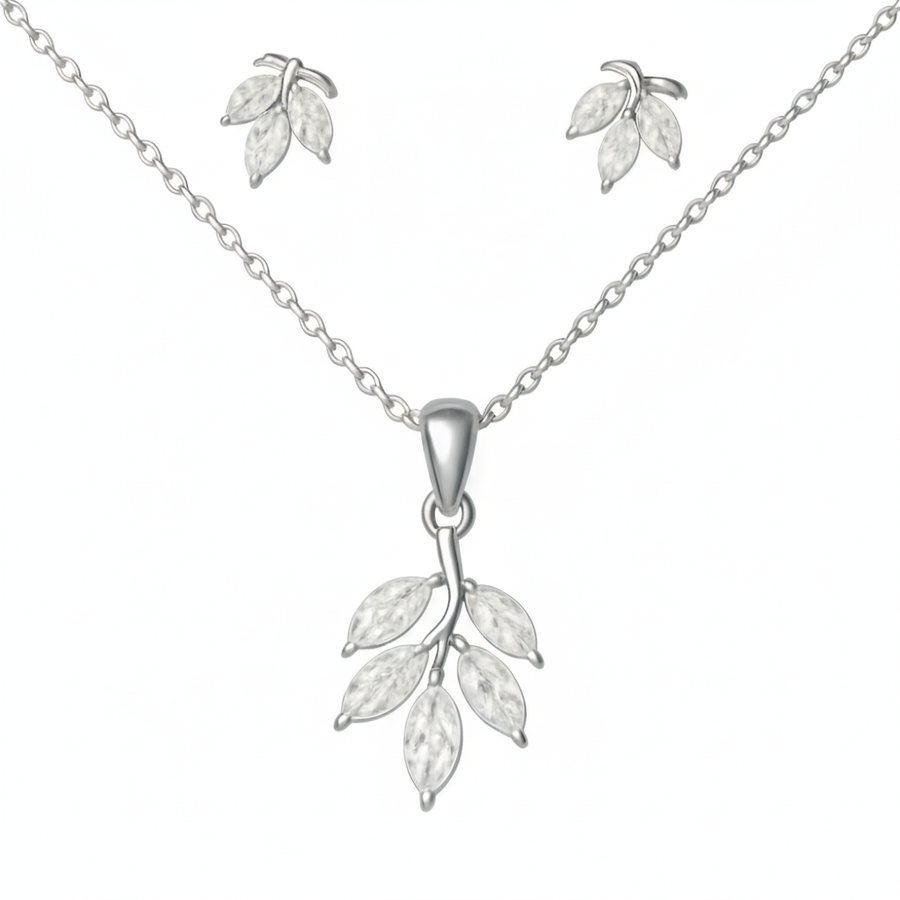 Autumn leaf Sterling Silver Pendant Set