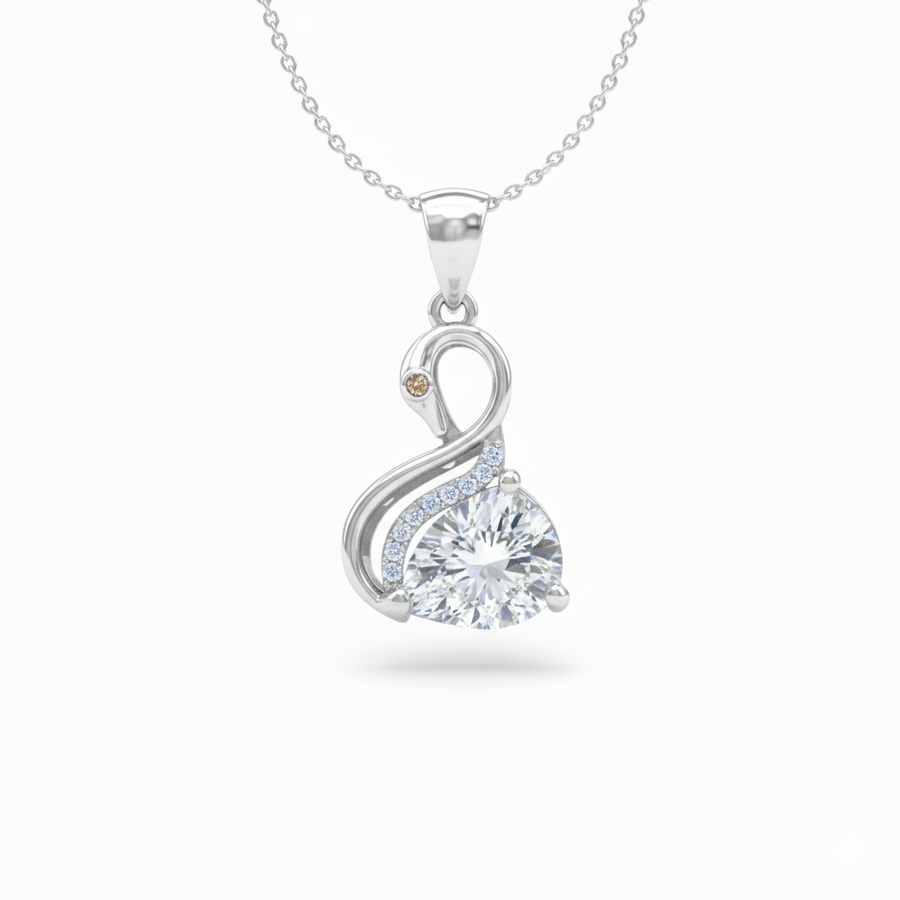 The Diamond Duck- Silver Pendent for Women
