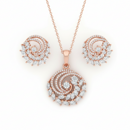 The Spiral Bloom Pendent Set for Women