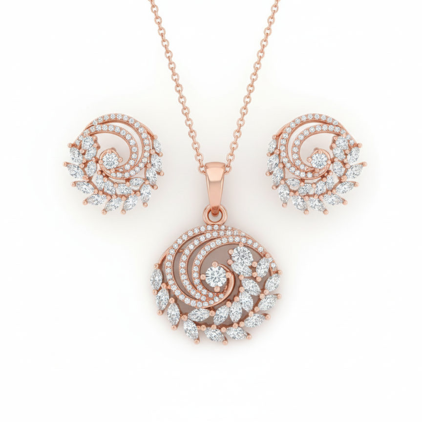 The Spiral Bloom Pendent Set for Women
