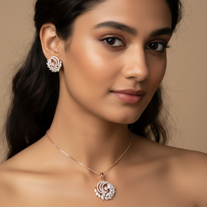 The Spiral Bloom Pendent Set for Women