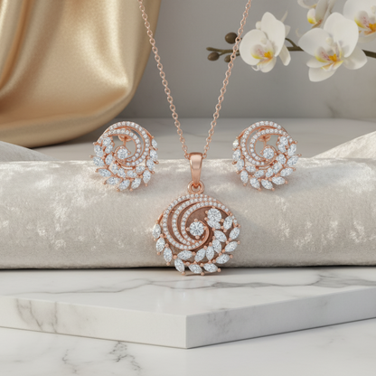 The Spiral Bloom Pendent Set for Women