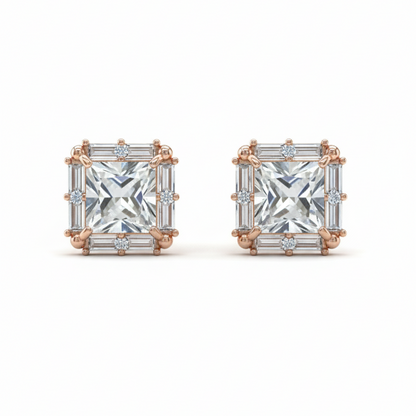 Square Sterling Silver Earrings for Girls/Women