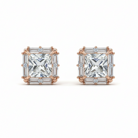 Square Sterling Silver Earrings for Girls & Women