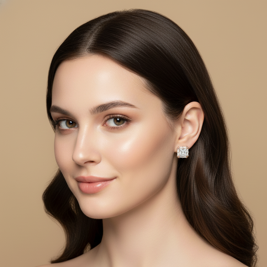 Square Sterling Silver Earrings for Girls & Women