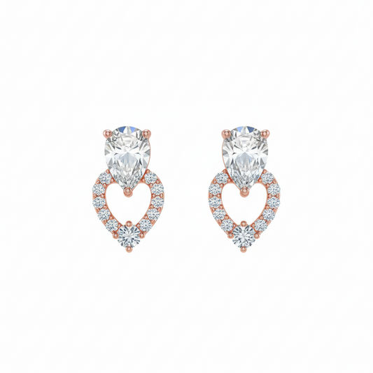 Heart Sterling Silver Stud Earrings for Women & Girls - Rivansh