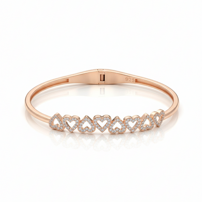 Heartbeat Row Sterling Silver Rose Gold Bracelet For Women