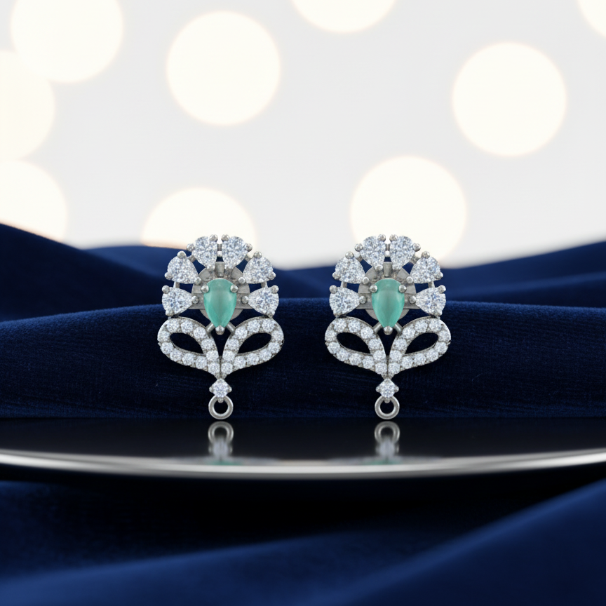 Green Sterling Silver Earrings for Modern Women