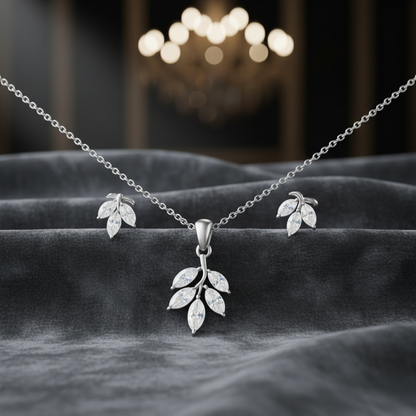 Autumn leaf Sterling Silver Pendant Set