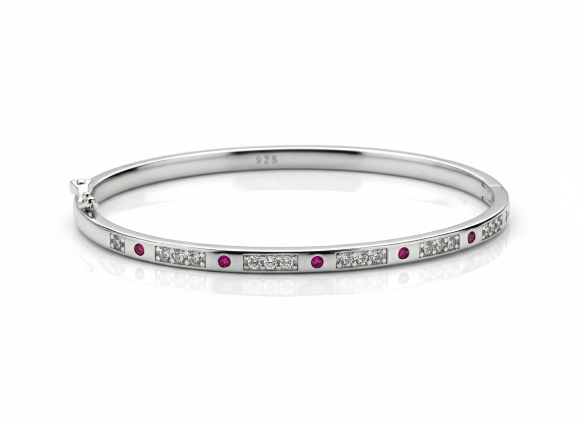 The Red Sterling Silver Cuff Bracelet for Women