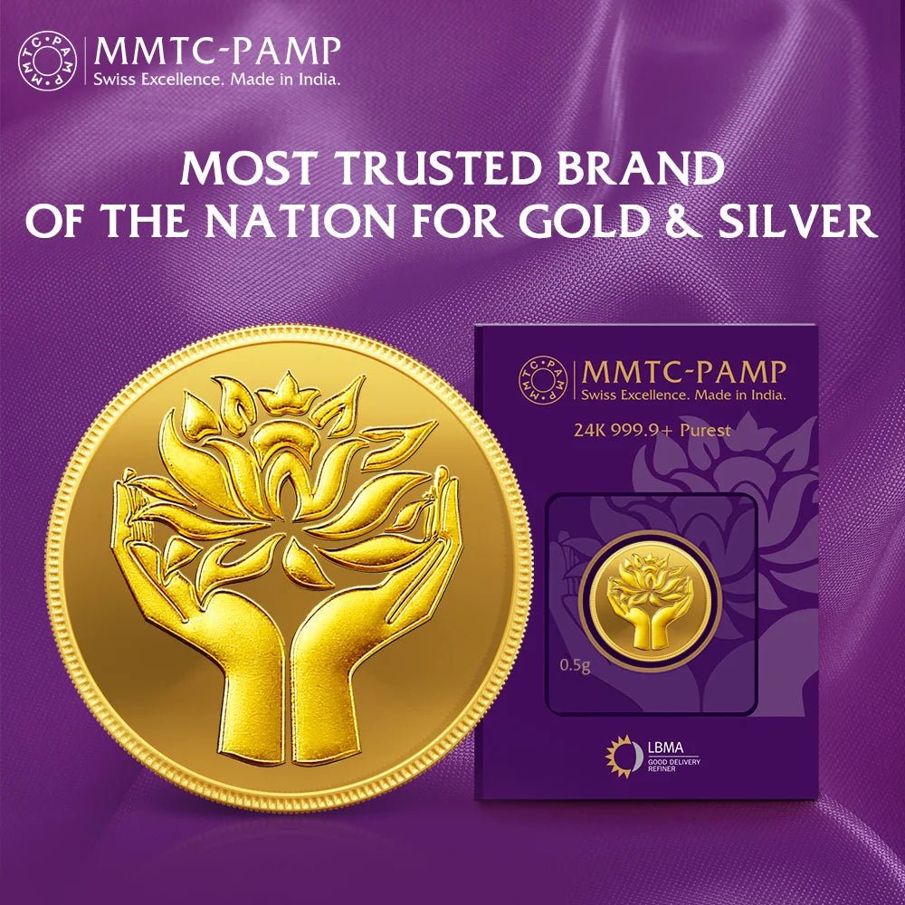 MMTC-PAMP 24K (999.9+) Purest 0.5g Lotus Gold Coin