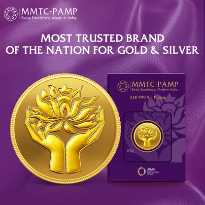 MMTC-PAMP 24K (999.9+) Purest 0.5g Lotus Gold Coin