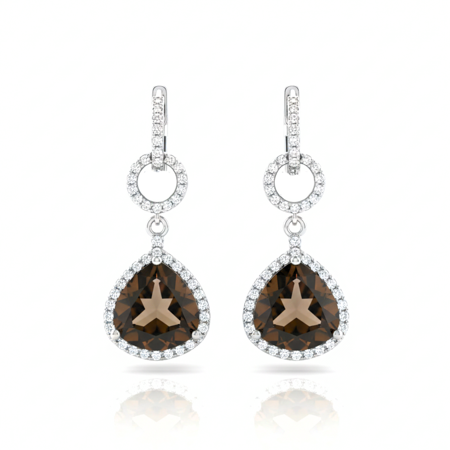 Brown Gemstone Earrings in 925 Silver for Women