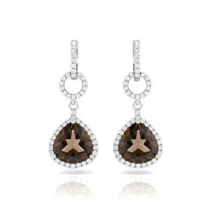 Brown Gemstone Earrings in 925 Silver for Women