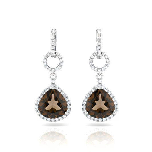 Brown Gemstone Earrings in 925 Sterling Silver for Women - Rivansh