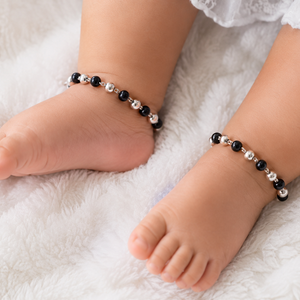 Baby Nazariya with Pure Silver and Black Beads (Pair)