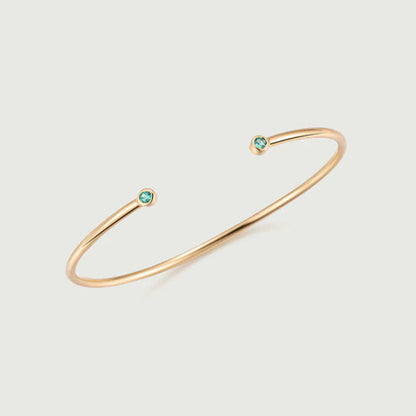 Iris Bangle – Bezel Set Moissanite Open Bangle in 925 Sterling Silver