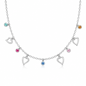 Heart shape Sterling Silver Neck Piece with stones for Women