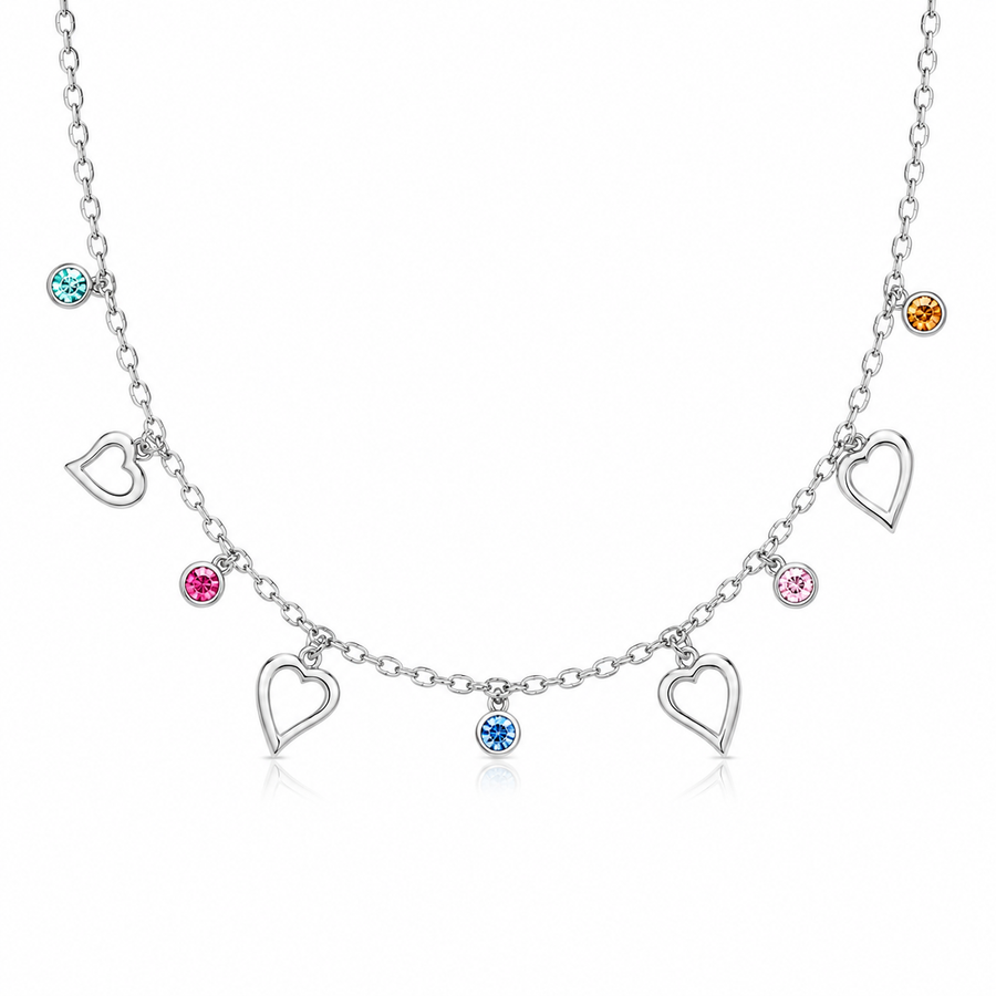 Heart shape Sterling Silver Neck Piece with stones for Women