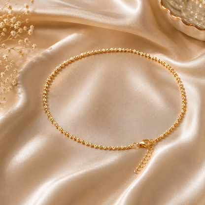 Minimalist Gold Bead Chain Anklet