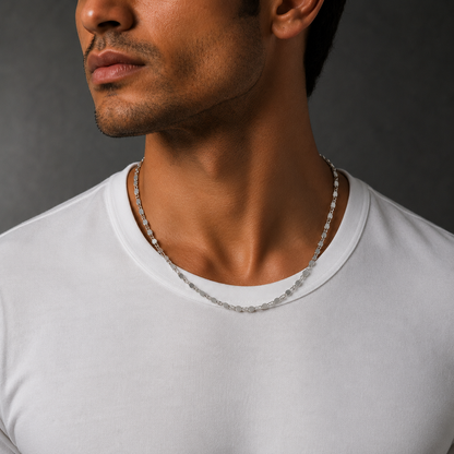 925 Sterling Silver Men's Flat Disc Link Chain Necklace