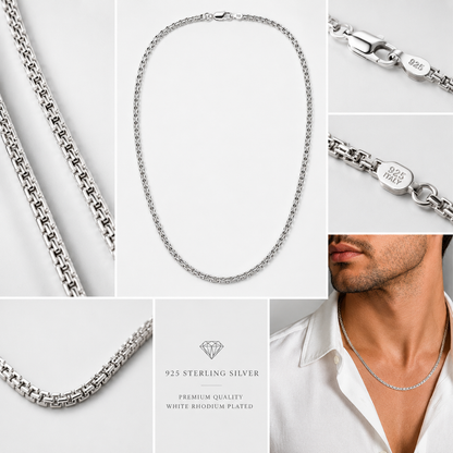 925 Sterling Silver Men's Bismark Link Chain Necklace