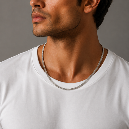 925 Sterling Silver Men's Bismark Link Chain Necklace