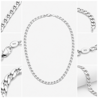 925 Sterling Silver Men's Curb Chain Necklace