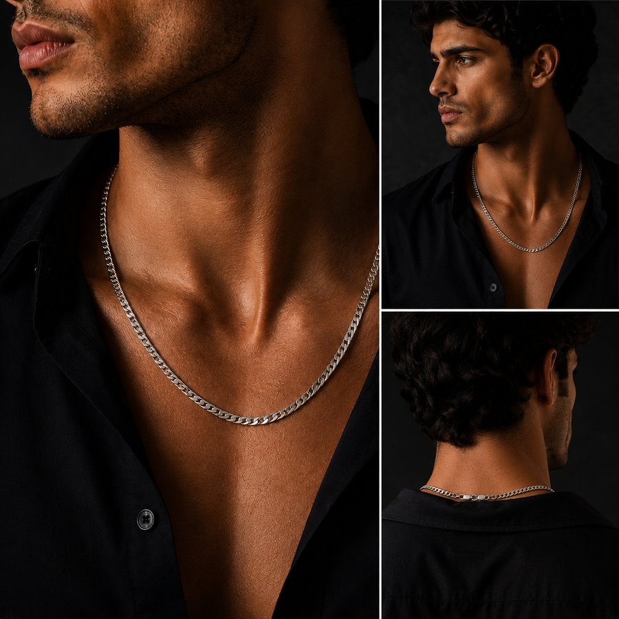 925 Sterling Silver Men's Curb Chain Necklace