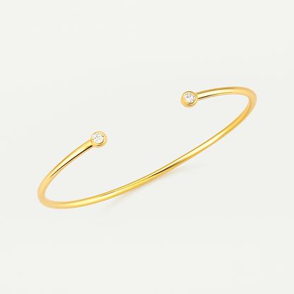 Iris Bangle – Bezel Set Moissanite Open Bangle in 925 Sterling Silver