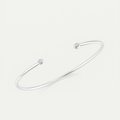 Iris Bangle – Bezel Set Moissanite Open Bangle in 925 Sterling Silver