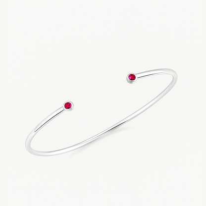 Iris Bangle – Bezel Set Moissanite Open Bangle in 925 Sterling Silver