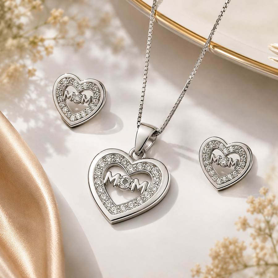 The Mom- Silver Pendent Set With Chain for Women (92.5 Sterling Silver)