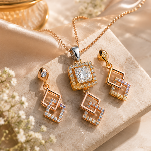 Solitaire Multicolor Pendent Set