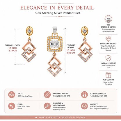 Solitaire Multicolor Pendent Set