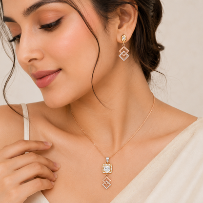 Solitaire Multicolor Pendent Set