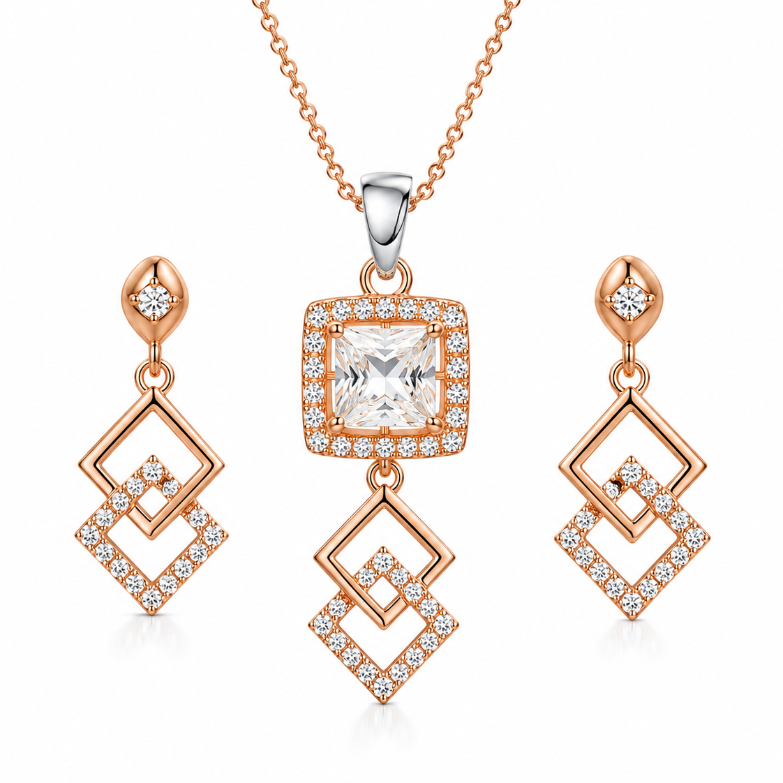 Solitaire Multicolor Pendent Set