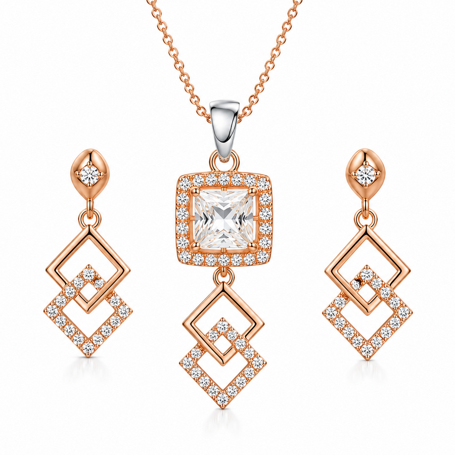 Solitaire Multicolor Pendent Set
