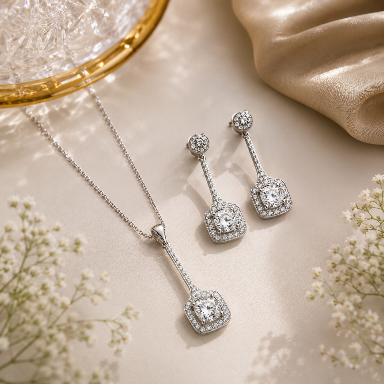 The Square Radiance Pendent Set for Women