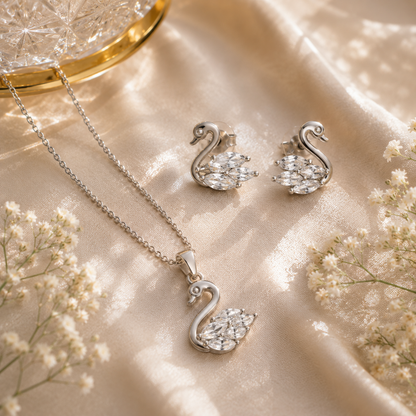 Swan Sterling Silver Pendant Set
