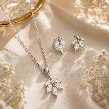 Autumn leaf Sterling Silver Pendant Set