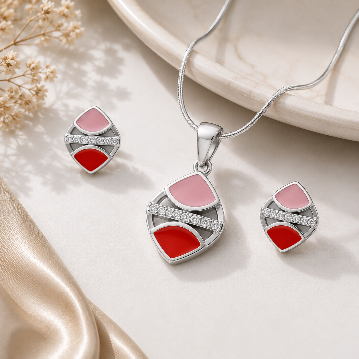 Fuchsia Blaze Pendent Set for Women