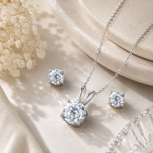 Solitaire Sterling Silver Pendant Set for Girls/Women