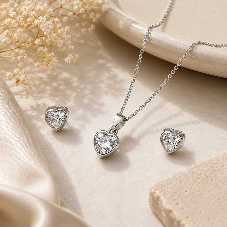 The Heart - Silver Pendent Set for Women (92.5 Sterling Silver)