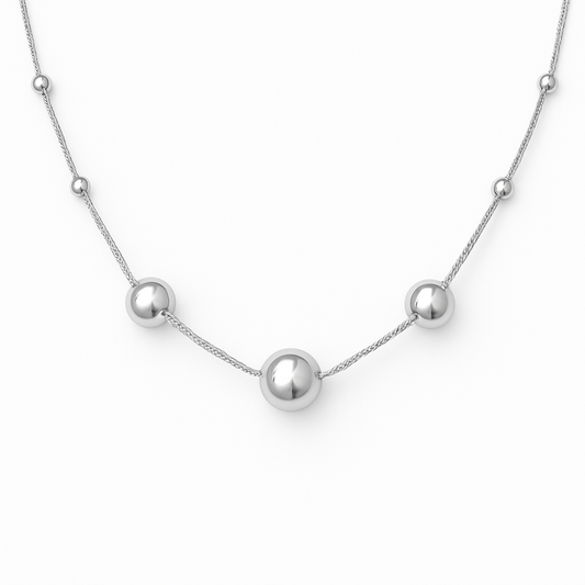Rivansh 18-Inch Ball Design Sterling Silver Necklace