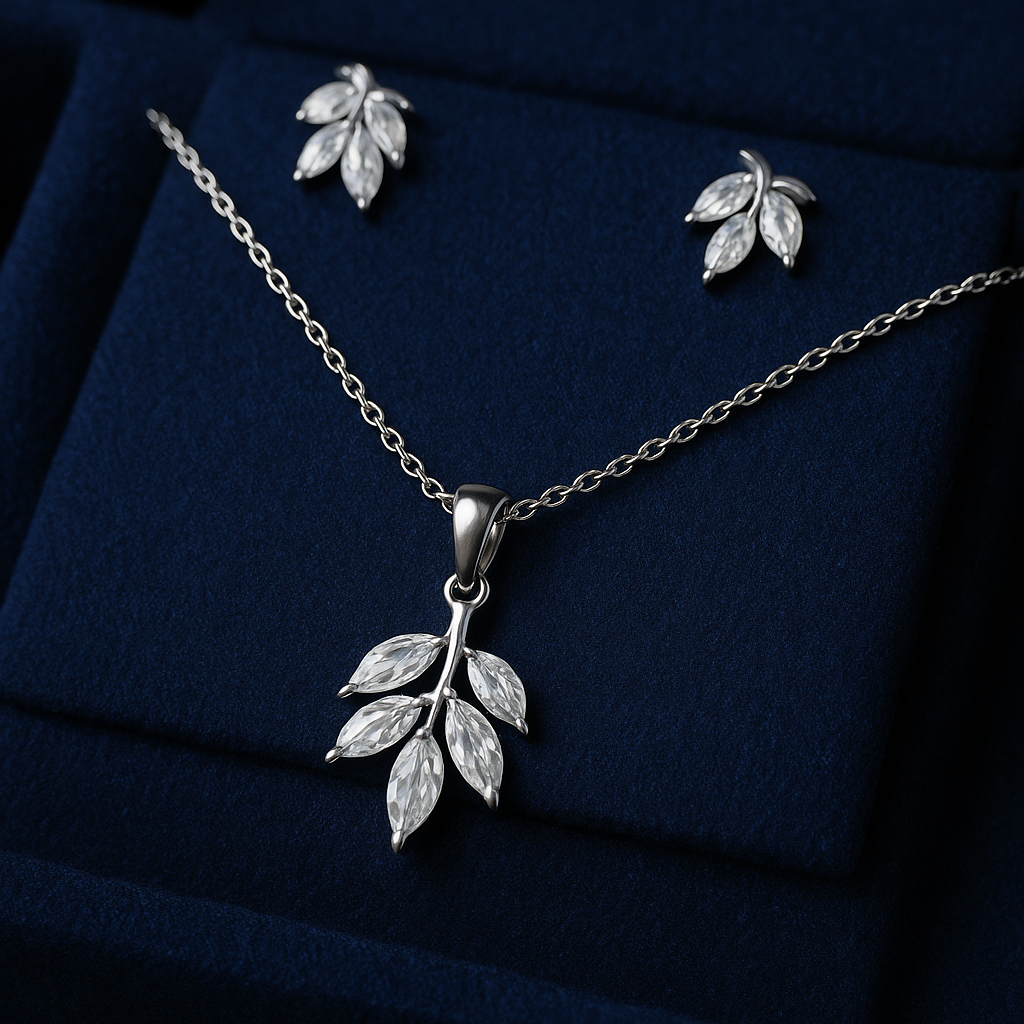 Autumn leaf Sterling Silver Pendant Set