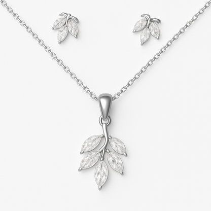 Autumn leaf Sterling Silver Pendant Set